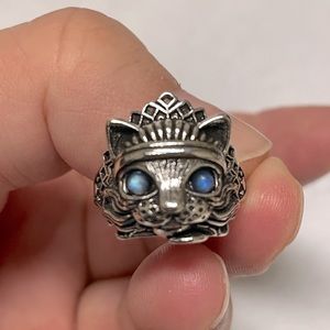 Cat lovers, beautiful cats ring with labradorite , adjustable size 6-9 new
